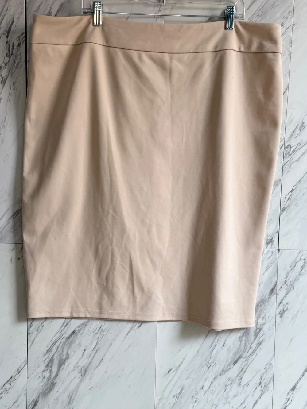 Hanna Nikole Cream Tailored Pencil Skirt Plus Size 24W Stretch Career Office